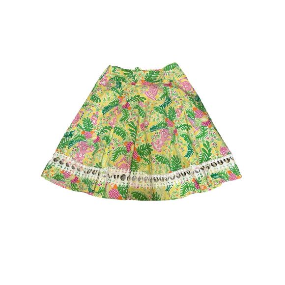 Vintage Lilly Pulitzer Pineapple Monkey Print Skirt | Size 4 Tropical Cotton - Picture 2 of 4